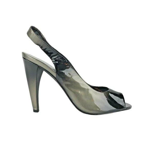 BCB Girls‎ Womens Bg Allegro Black Cone Pump Heel Leather Open Toe Size 8.5 B - Picture 1 of 9